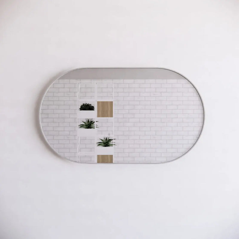 ABS Riva - Riva O1 Framed Oval Mirror 1200mm - Brushed Nickel - Aqualux Bathrooms
