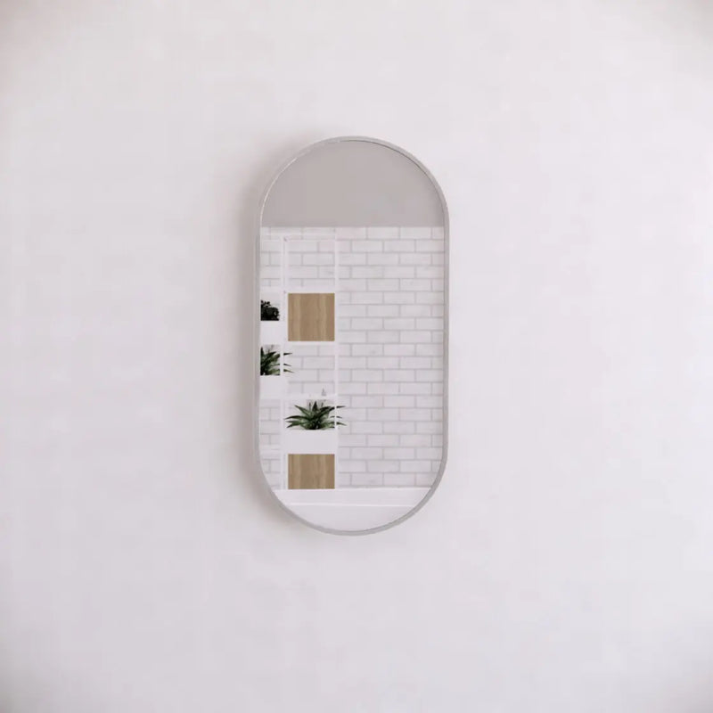 ABS Riva - Riva O1 Framed Oval Mirror 900mm - Brushed Nickel - Aqualux Bathrooms