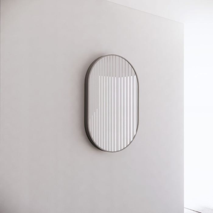 Riva O1 Framed Oval Mirror 600mm - Brushed Nickel