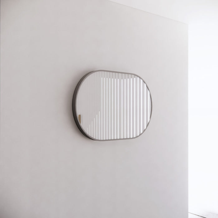 Riva O1 Framed Oval Mirror 600mm - Brushed Nickel