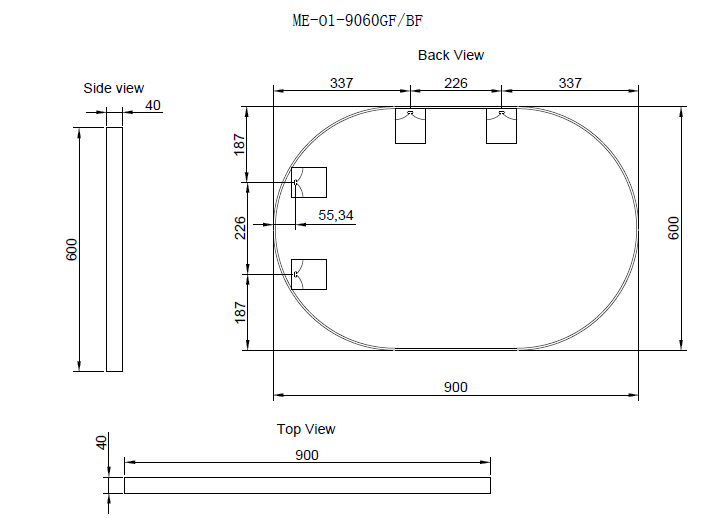 Riva O1 Framed Oval Mirror 600mm - Brushed Nickel