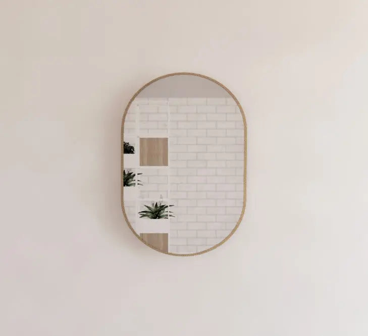 ABS Riva - Riva O1 Framed Oval Mirror 600mm - Gold Framed - Aqualux Bathrooms