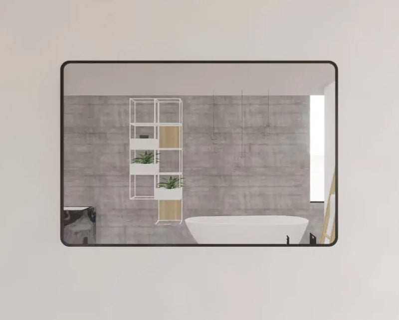 ABS Riva - Riva Framed Rectangle Mirror 1200mm - Black Framed - Aqualux Bathrooms