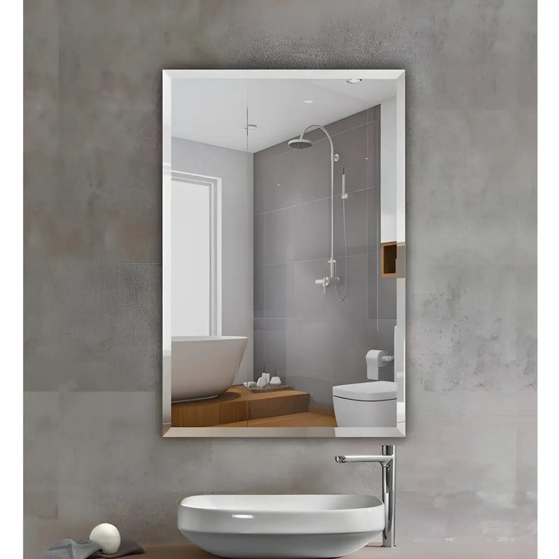 ABS Riva - Riva Bevel Edge Frameless Rectangle Mirror 600mm (No Hook) - Aqualux Bathrooms