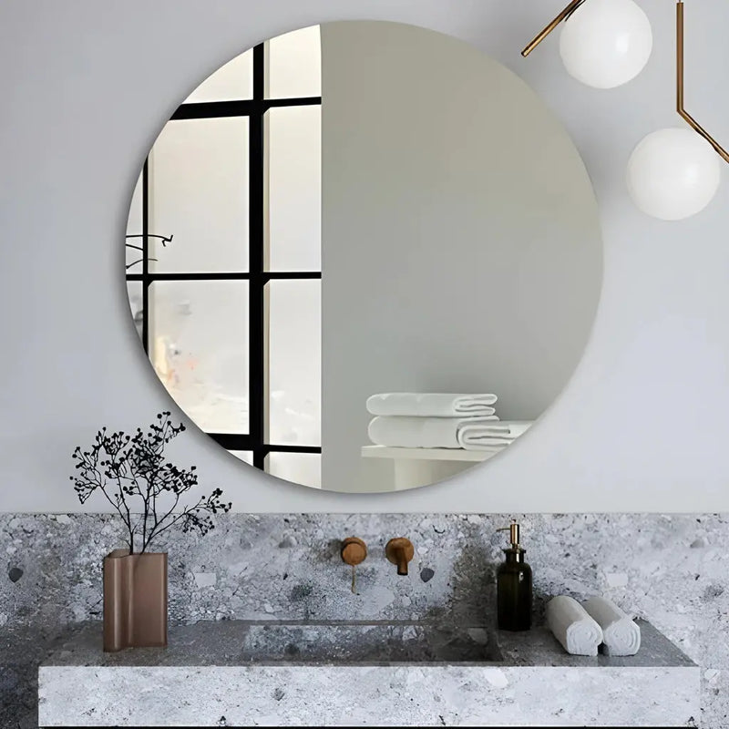 ABS Riva - Riva Pencil Edge Frameless Round Mirror 600mm (No Hook) - Aqualux Bathrooms
