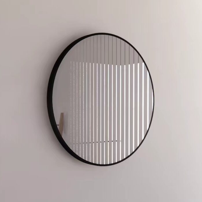 Riva Framed Round Mirror 600mm - Black Framed