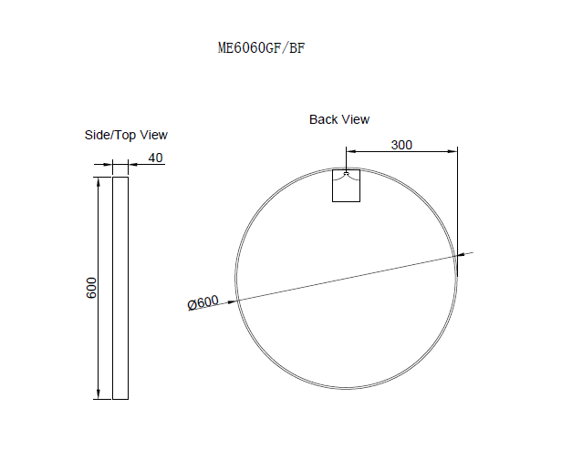 Riva Framed Round Mirror 600mm - Black Framed