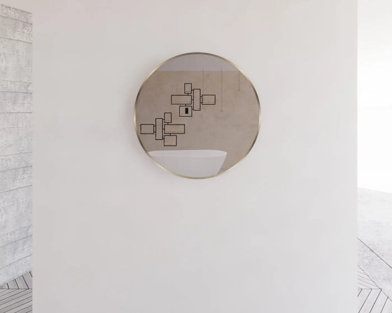 ABS Riva - Riva Framed Round Mirror 600mm - Gold Framed - Aqualux Bathrooms