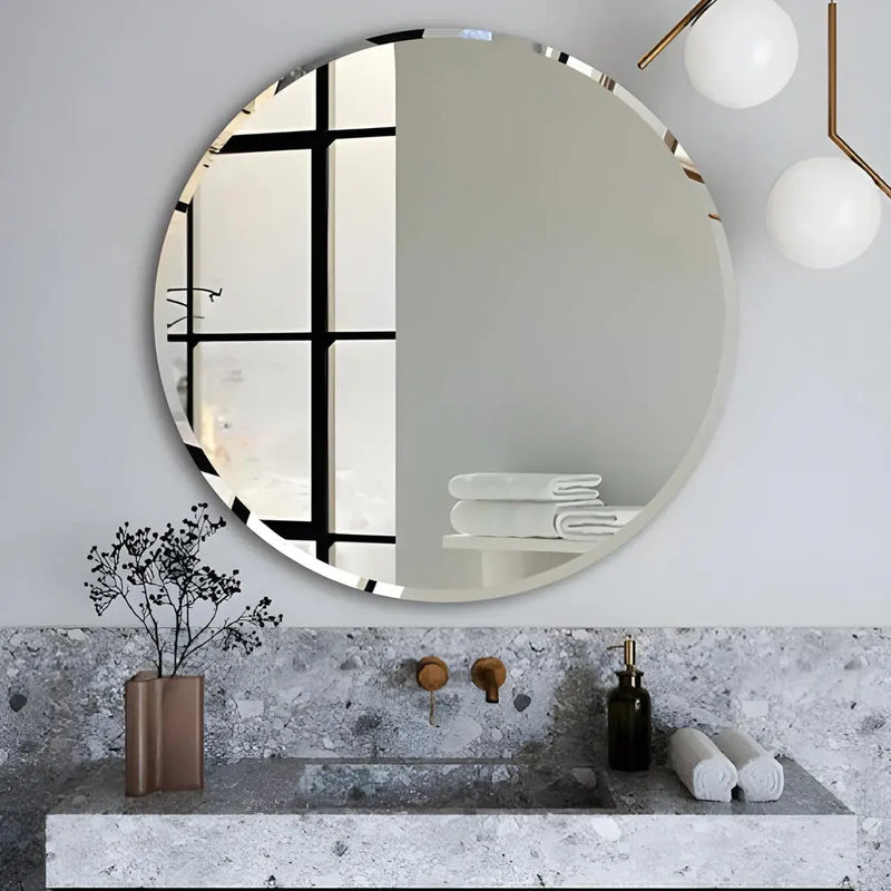 ABS Riva - Riva Bevel Edge Frameless Round Mirror 800mm (No Hook) - Aqualux Bathrooms