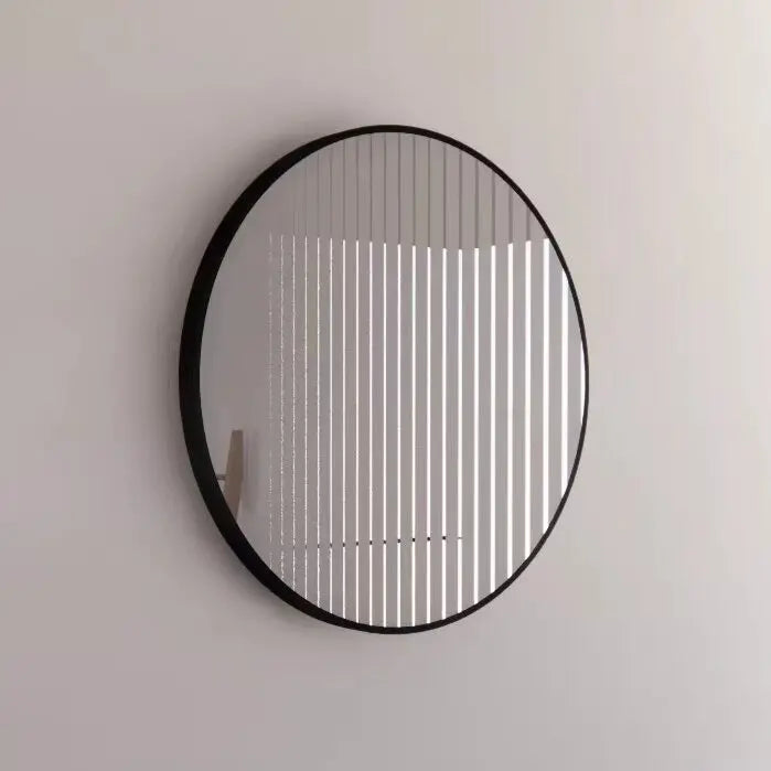 ABS Riva - Riva Framed Round Mirror 800mm - Black Framed - Aqualux Bathrooms