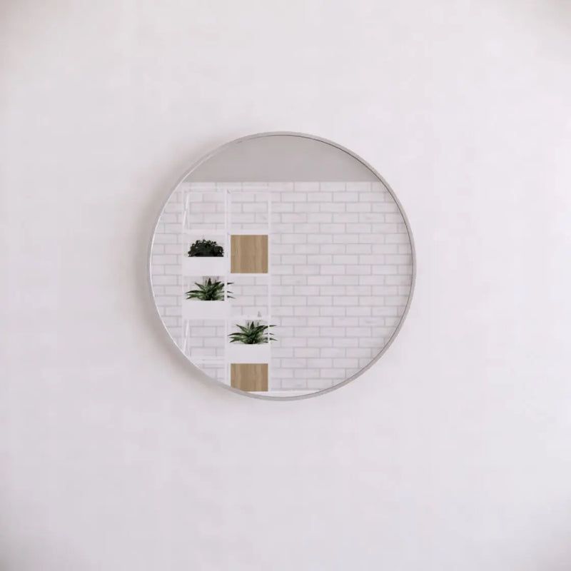 ABS Riva - Riva Framed Round Mirror 800mm - Brushed Nickel - Aqualux Bathrooms