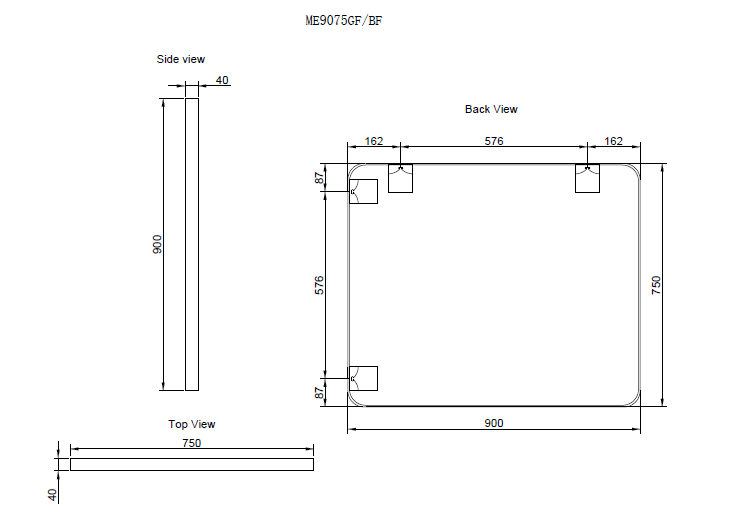 Riva Framed Rectangle Mirror 900mm - Gold Framed