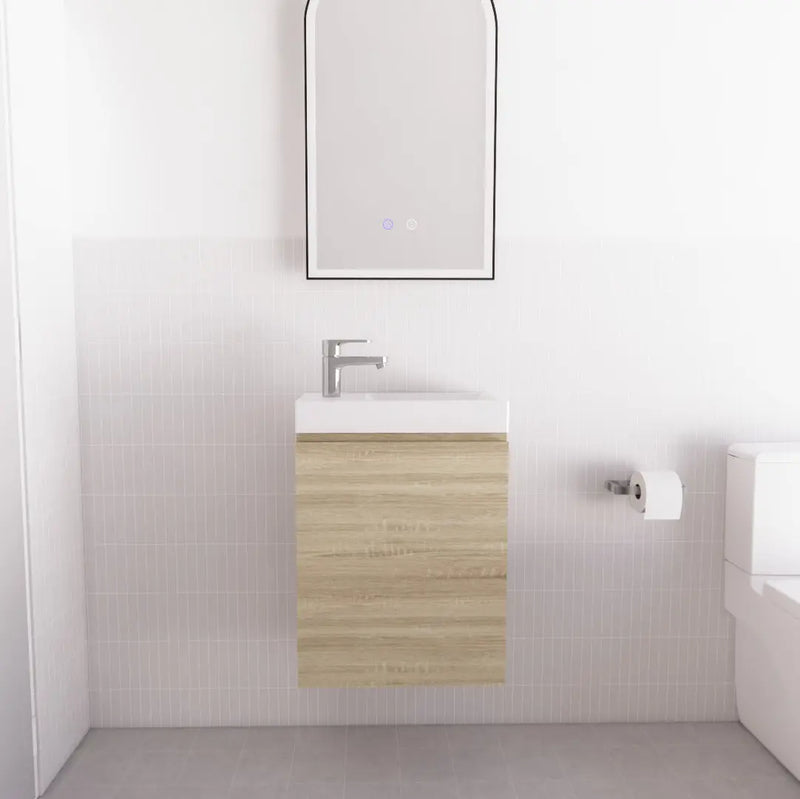 ABS Riva - Riva Mini Wall Hung Vanity 450mm - Forest Timber Light Oak - Aqualux Bathrooms