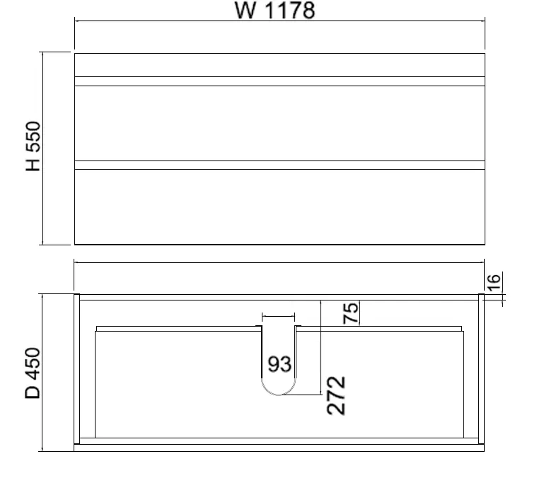 ABS Riva - Riva MF Single Bowl Wall Hung Vanity 1200mm - Light Oak - Aqualux Bathrooms