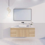 ABS Riva - Riva MF Single Bowl Wall Hung Vanity 1500mm - Light Oak - Aqualux Bathrooms