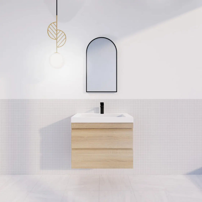 ABS Riva - Riva MF Wall Hung Vanity 750mm - Light Oak - Aqualux Bathrooms