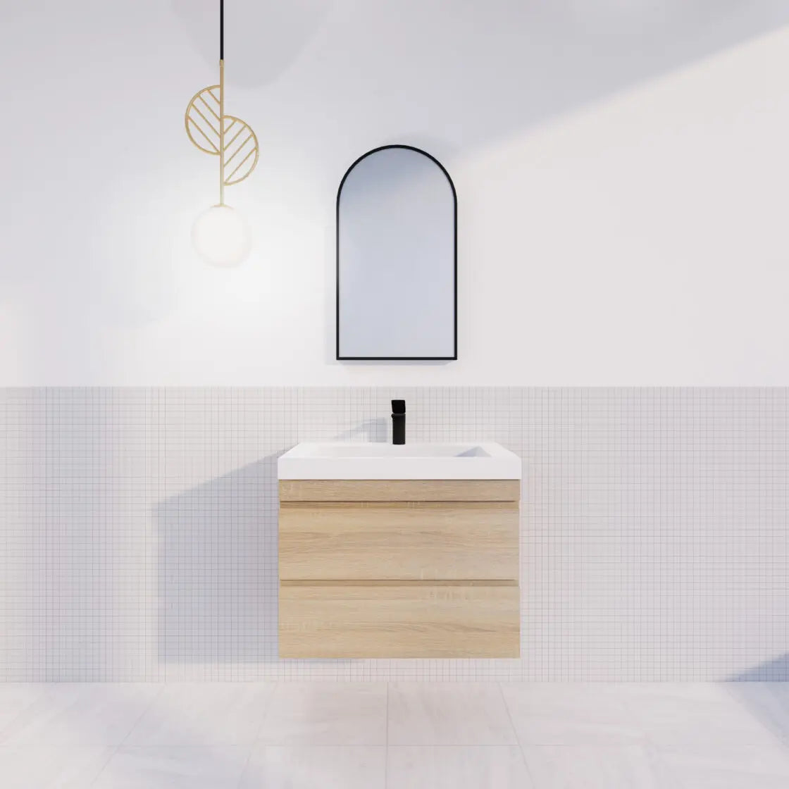 ABS Riva - Riva MF Wall Hung Vanity 750mm - Light Oak - Aqualux Bathrooms