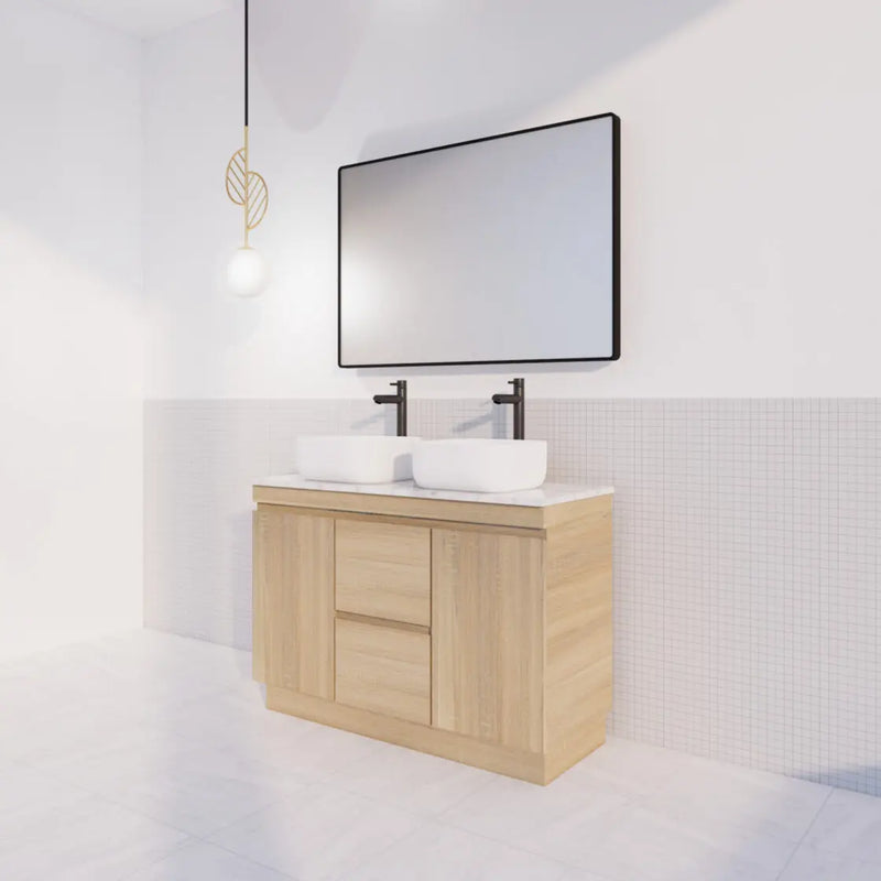 ABS Riva - Riva MFL2 Double Bowl Freestanding Vanity 1200mm - Light Oak - Aqualux Bathrooms