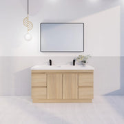 ABS Riva - Riva MFL2 Double Bowl Freestanding Vanity 1500mm - Light Oak - Aqualux Bathrooms