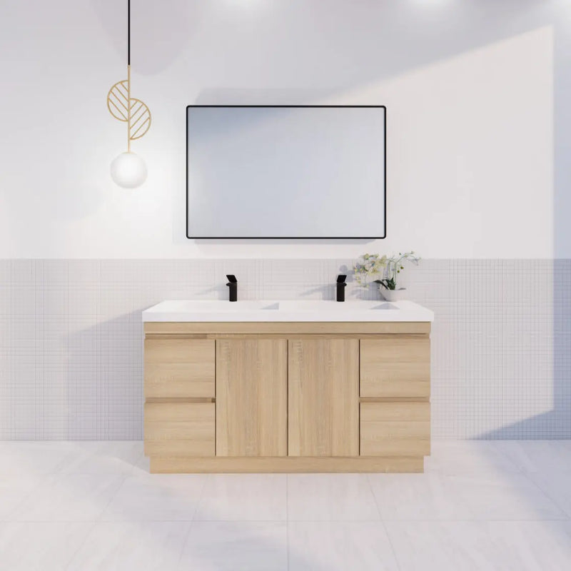 ABS Riva - Riva MFL2 Double Bowl Freestanding Vanity 1500mm - Light Oak - Aqualux Bathrooms