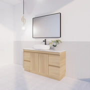 ABS Riva - Riva MFL2 Single Bowl Freestanding Vanity 1500mm - Light Oak - Aqualux Bathrooms
