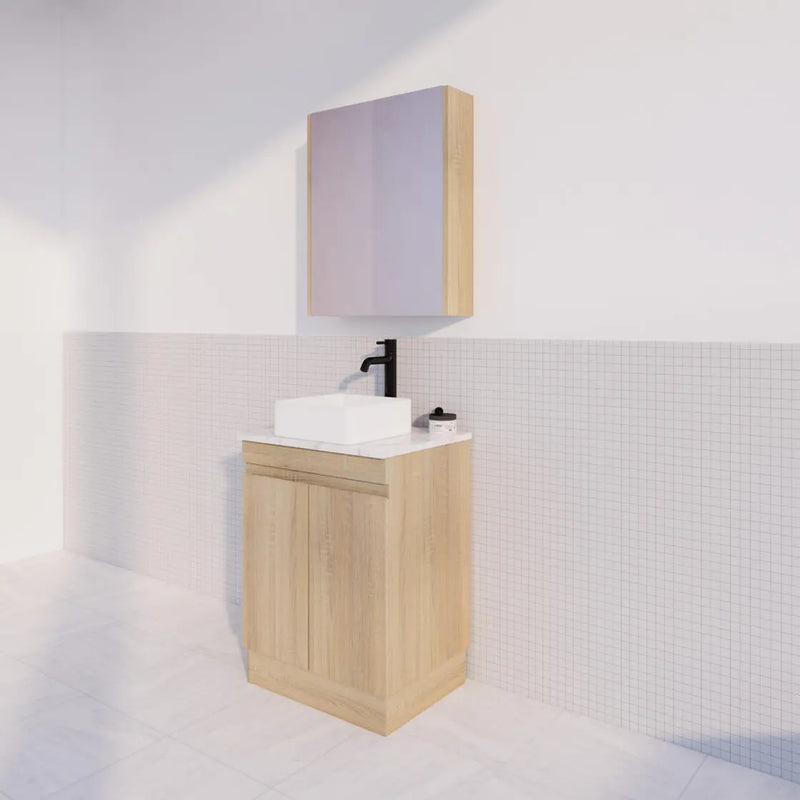 ABS Riva - Riva MFL2 Freestanding Vanity 600mm - Light Oak - Aqualux Bathrooms