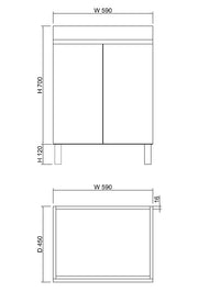 ABS Riva - Riva MFL2 Freestanding Vanity 600mm - Light Oak - Aqualux Bathrooms