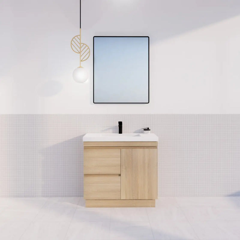 ABS Riva - Riva MFL2 Freestanding Vanity 900mm - Light Oak - Aqualux Bathrooms