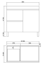 ABS Riva - Riva MFL2 Freestanding Vanity 900mm - Light Oak - Aqualux Bathrooms