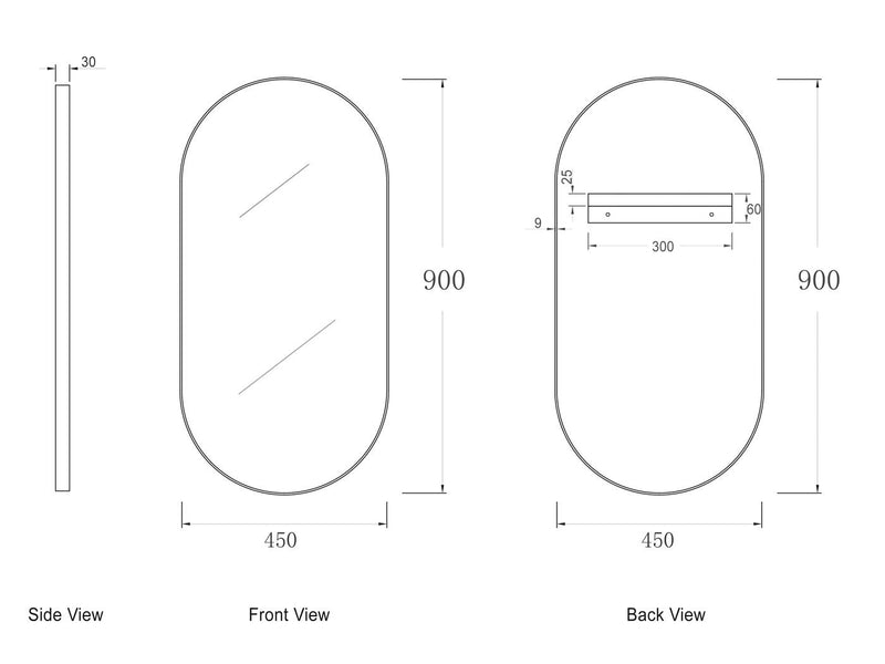 Otti Noosa Gold Oval Mirror 450X900mm