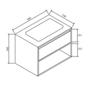 Mercio - Mercio MI Series 60cm Designer Bathroom Wall Hung Vanity - Aqualux Bathrooms