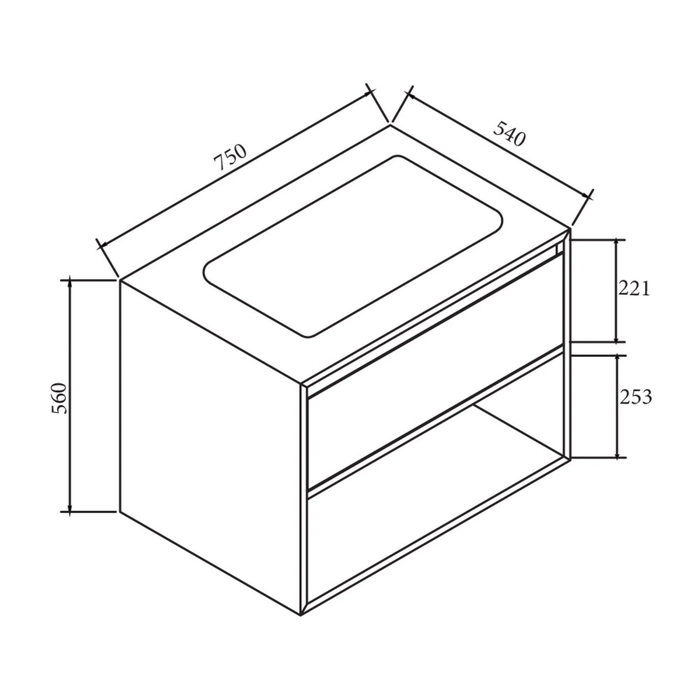 MIO & MI Series Designer Bathroom Cabinet 75cm