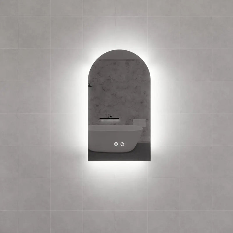 ABS Riva - Riva AR1 Frameless Arch Led Mirror With 3 Colour Lights Backlit 450mm - Aqualux Bathrooms