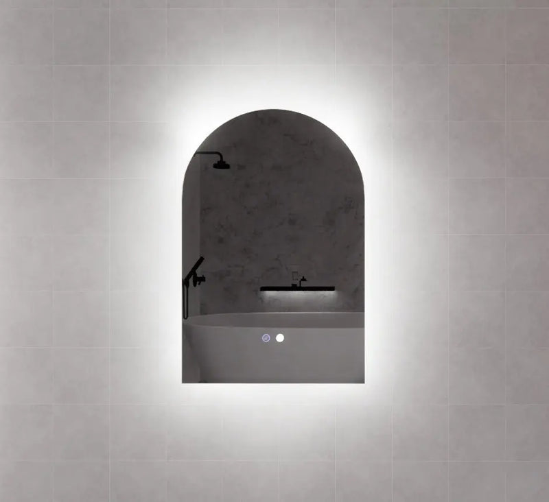 ABS Riva - Riva AR1 Frameless Arch Led Mirror With 3 Colour Lights Backlit 600mm - Aqualux Bathrooms