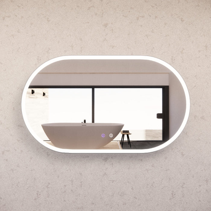 Riva O1 Framed Oval LED Mirror With 3 Colour Lights Front Lit and Back Lit 1200mm - Brushed Nickel