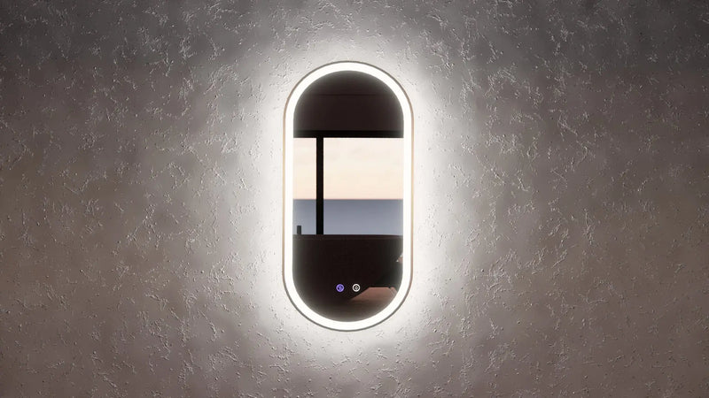 ABS Riva - Riva O1 Framed Oval LED Mirror With 3 Colour Lights Front Lit and Back Lit 900mm - Gold Framed - Aqualux Bathrooms