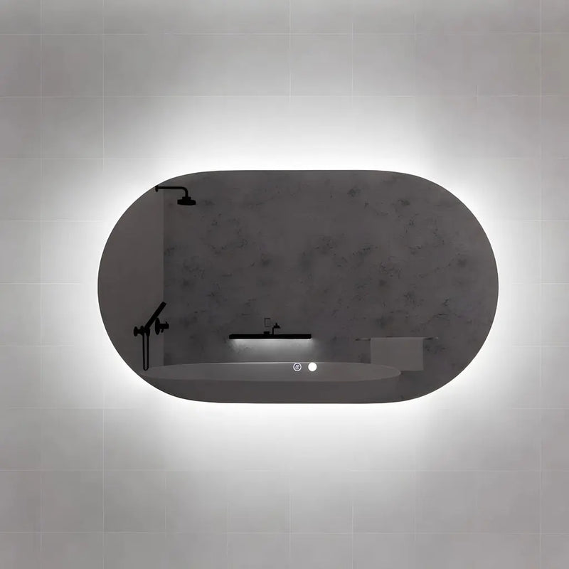ABS Riva - Riva O2 Frameless Oval Led Mirror With 3 Colour Lights Backlit 1200mm - Aqualux Bathrooms