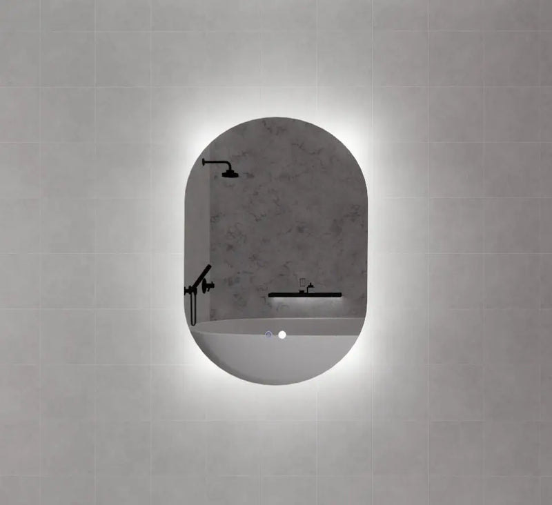 ABS Riva - Riva O2 Frameless Oval Led Mirror With 3 Colour Lights Backlit 600mm - Aqualux Bathrooms