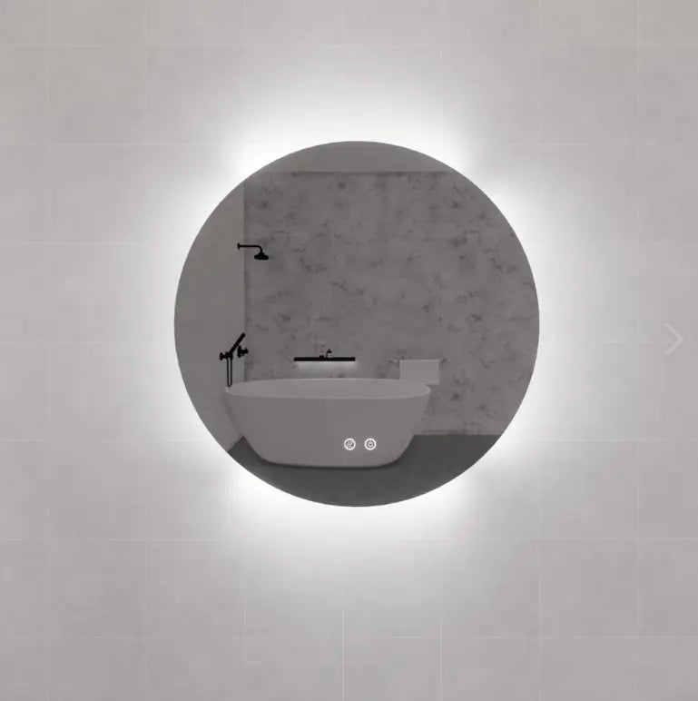 ABS Riva - Riva R4 Frameless Round Led Mirror With 3 Colour Lights Backlit 600mm - Aqualux Bathrooms