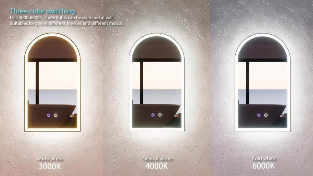 Riva S1 Frameless Rectangle Led Mirror With 3 Colour Lights Frontlit 500mm