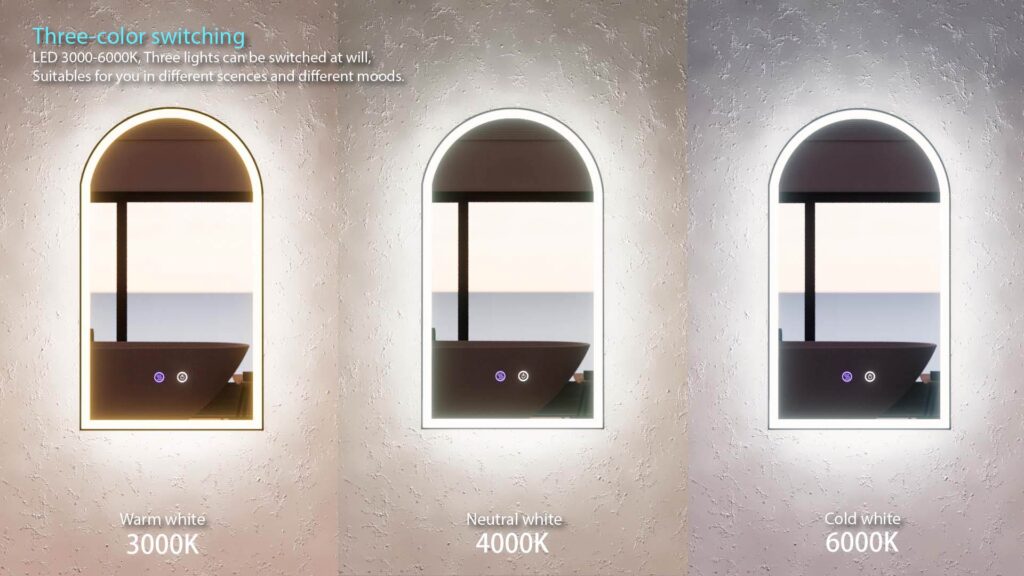 Riva S1 Frameless Rectangle Led Mirror With 3 Colour Lights Frontlit 900mm