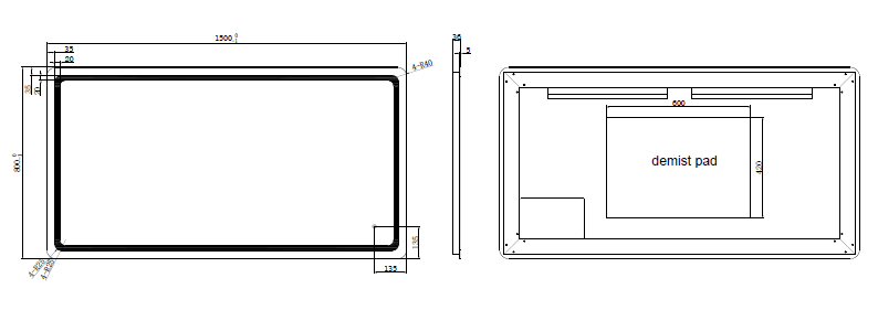 Riva S2 Frameless Rectangle Led Mirror With 3 Colour Lights Frontlit 1500mm