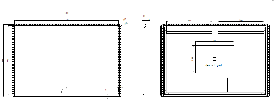 Riva S3 Frameless Rectangle Led Mirror With 3 Colour Lights Frontlit 1200mm