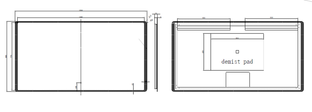 Riva S3 Frameless Rectangle Led Mirror With 3 Colour Lights Frontlit 1500mm