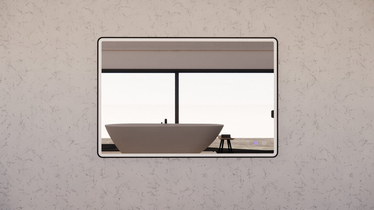 Riva S4 Framed Rectangle LED Mirror With 3 Colour Lights 1200mm- Black Framed