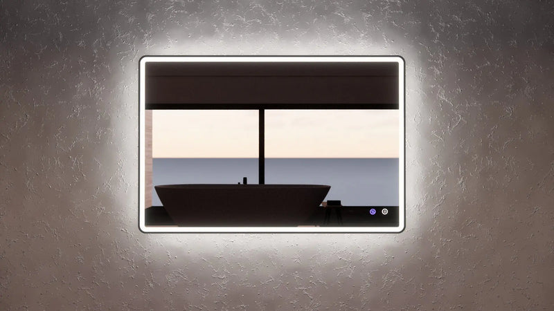 ABS Riva - Riva S4 Framed Rectangle LED Mirror With 3 Colour Lights 1200mm- Black Framed - Aqualux Bathrooms