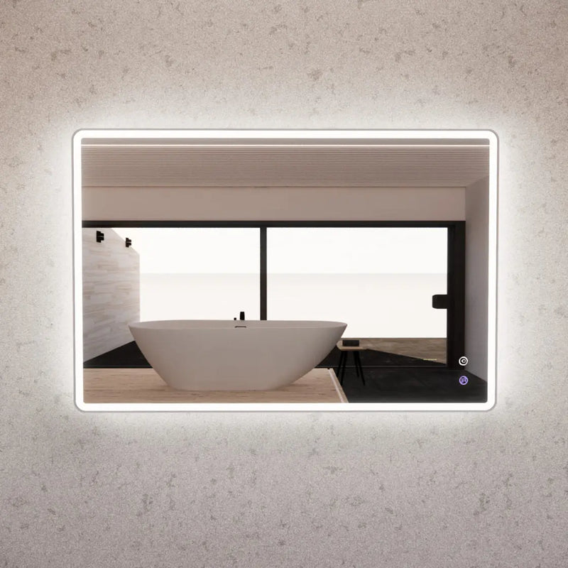 ABS Riva - Riva S4 Framed Rectangle LED Mirror With 3 Colour Lights 1200mm- Brushed Nickel - Aqualux Bathrooms