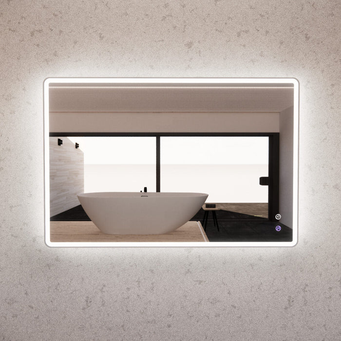 Riva S4 Framed Rectangle LED Mirror With 3 Colour Lights 1200mm- Brushed Nickel