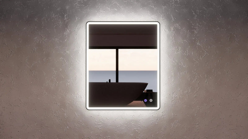 ABS Riva - Riva S4 Framed Rectangle LED Mirror With 3 Colour Lights 900mm- Black Framed - Aqualux Bathrooms