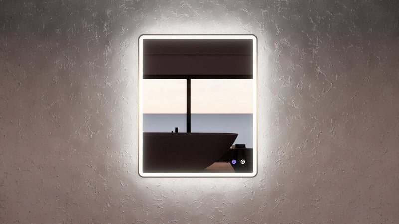 ABS Riva - Riva S4 Framed Rectangle LED Mirror With 3 Colour Lights 900mm- Gold Framed - Aqualux Bathrooms